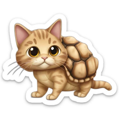 Tortious shell cat long hair with 3 legs sticker