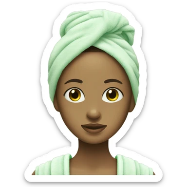 girl with cucumbers on her eyes and a towel on her hair sticker