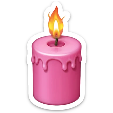 Draw a pink candle with a flame on it that looks 5 degrees tilted from a bird's eye view. sticker