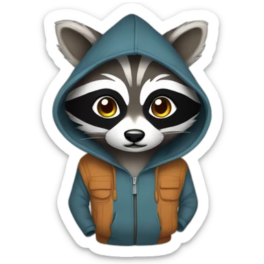 raccoon in hoodie sticker