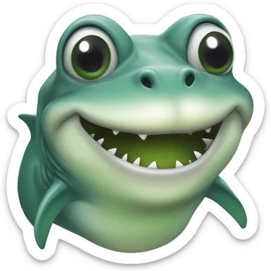 a frog giving a kiss to a shark sticker