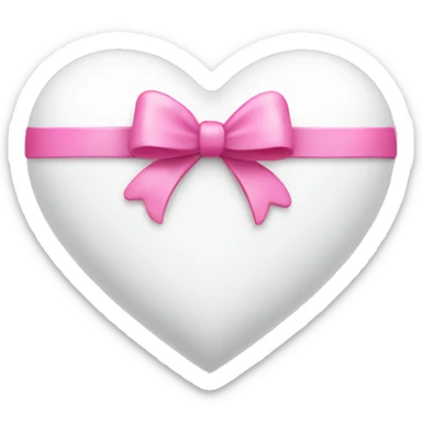 white heart with pink bow sticker