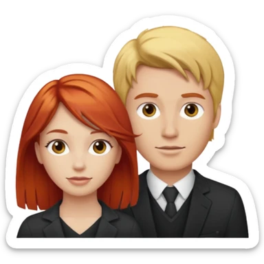 Red hair lady, blonde hair man sticker
