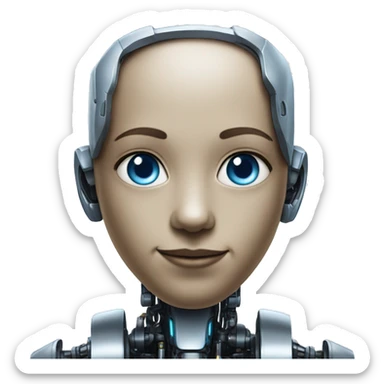 I robot sunny with blue eyes and human-like ears sticker