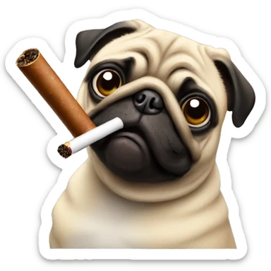 Pug smoking cigar  sticker