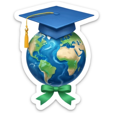 Planet Earth in a graduation cap sticker