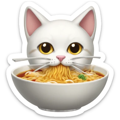 Cat eating ramen sticker