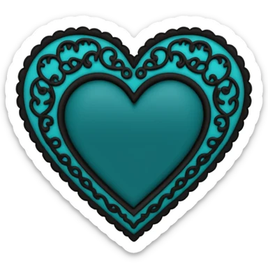dark teal heart with black lace sticker