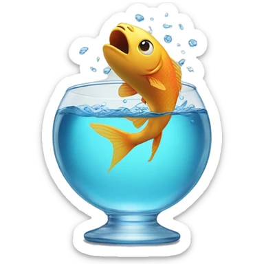 fish jumping out of fish bowl sticker