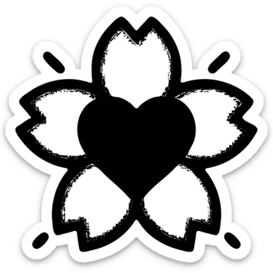 goth sakura heart, neon pink accents, black heart, cyber goth aesthetic sticker