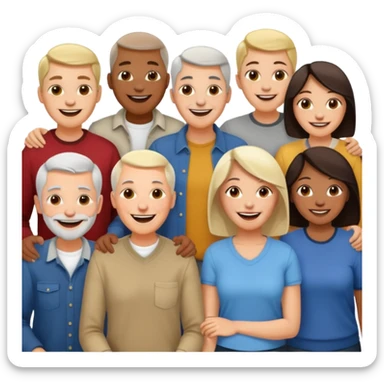 Hundreds of young people, adults and seniors in casual clothing densely packed as a crowd at an afterwork meeting sticker