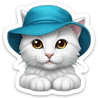 dunkelblaue Babykatze mit türkiser Wollmütze sticker