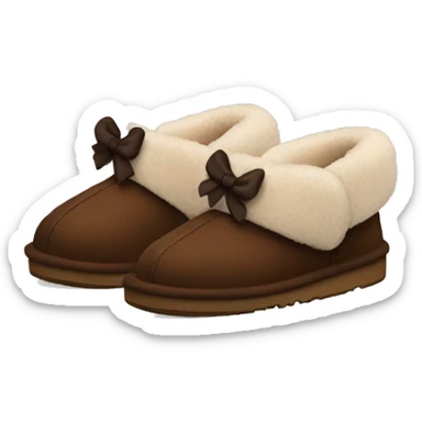 Dark brown UGG slippers with bows sticker