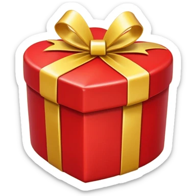 Cute kawaii sparkly shiny glossy romantic nifty precious neat aesthetic Heart-shaped red gift box present with yellow wrapping sticker