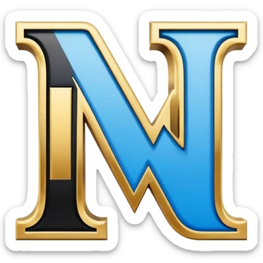 Bold Black-Blue-White-Gold Font Letter “N” sticker