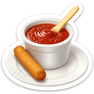 Plate of Mozzarella sticks with red marinara sauce in a small ramekin sticker