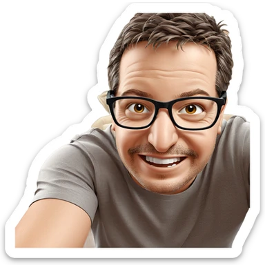 smiling boy with glasses sticker