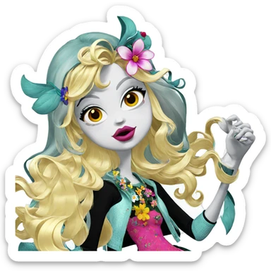 blonde girl with flower accessory sticker