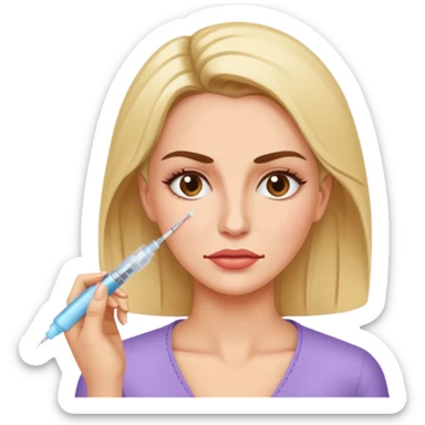 Woman taking a botox only one injection in the face sticker