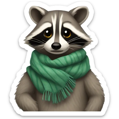 Raccoon wearing a scarf sticker