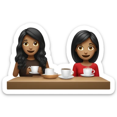 Dos amigas morenas una con el cabello café rojo y otra pelo negro  sticker