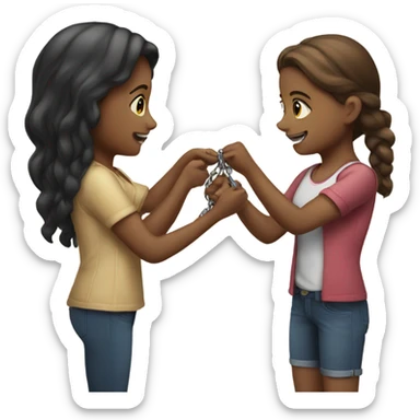 girl giving a chain to her friend sticker