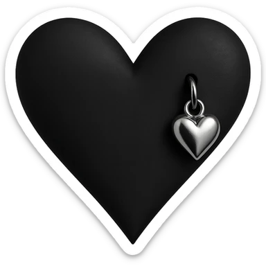 goth heart, matte black, sharp edges, small silver charm, modern dark aesthetic, no background sticker