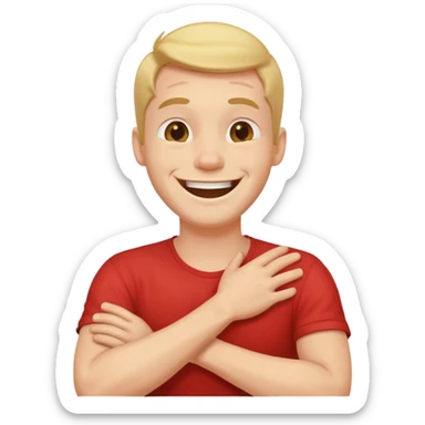 arms crossed holding neck laughing guy sticker