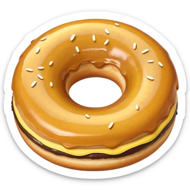 A banana in a donut banana standing in a donut's circle sticker