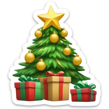 Christmas tree w presents sticker