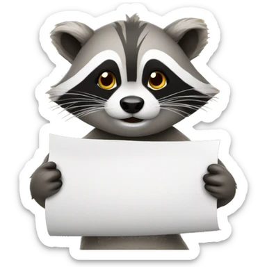 Raccon holding paper writed number 2 sticker