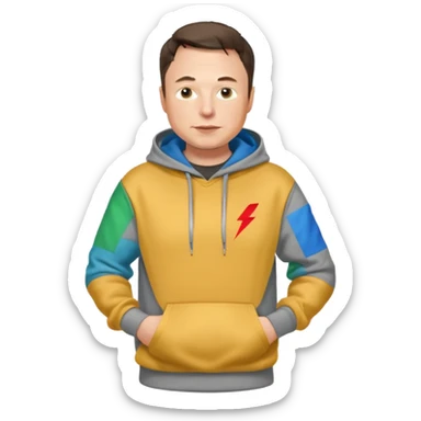 elon musk in gray hoodie full height sticker