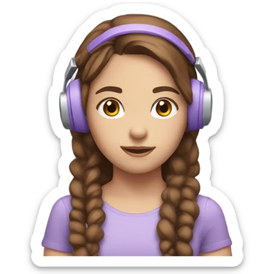 Gamer girl with brown hair lilac headset sticker