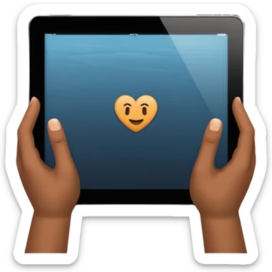 2 hands holding an ipad, no arms vertical sticker