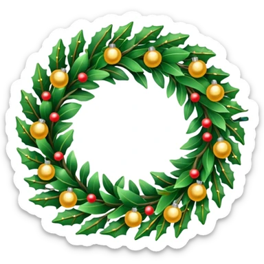 Christmas wreath with Twinkle lights sticker