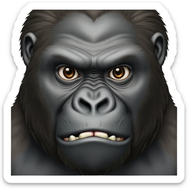 Silverback gorilla, powerful expression, detailed great ape face, realistic primate portrait sticker