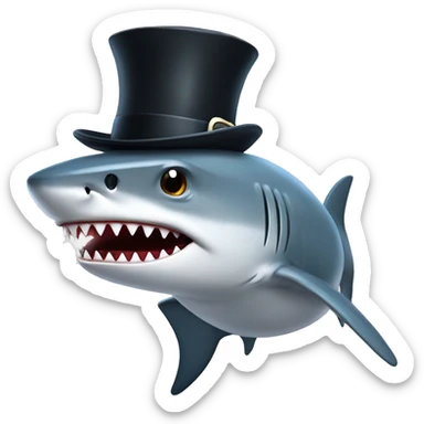 shark with tophat". sticker