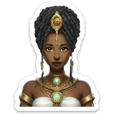 Technomancy Goddess is a mystical being who controls both magic and technology. She can cast spells on technological networks. Her powers blend the ancient art of magic with advanced cybernetics and technology. She can command machines sticker