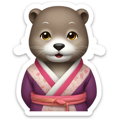 a otter face wearing traditional korean hanbok sticker