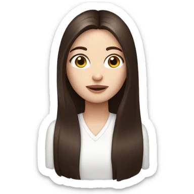 a white girl with dark brown milking brown straight hair that goes past her neck with brown eyes and long eyelashes sticker