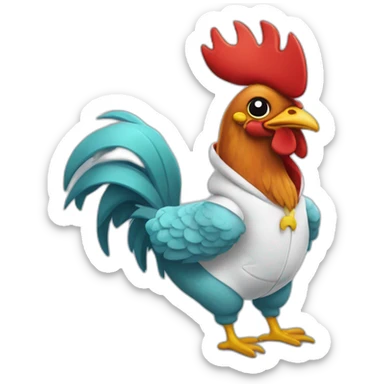 rooster in shark onesie sticker