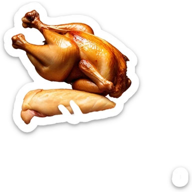 Hand hitting a rotisserie chicken sticker