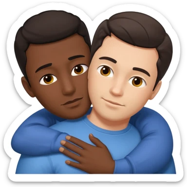 1White adult male dark hair and dark skin adult male, spooning naked on the ground, touching, cuddling, rear view,  sticker