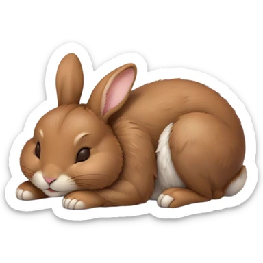 Meme-Worthy Cute Sleeping Brown Rabbit Portrait Emoji, Head resting peacefully with a contented smile, showcasing a delightfully sturdy build and a luxuriously soft brown fur, eyes shut in a serene nap, Simplified yet hilariously adorable features, highly detailed, glowing with a soft, drowsy light, high shine, relaxed and utterly lovable, stylized with an air of playful laziness, bright and heartwarming, soft glowing outline, capturing the essence of a comically sleepy bunny, so meme-worthy it feels like it could instantly become the next viral sensation of adorable slumber! sticker