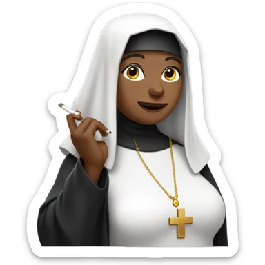 A nun smoking sticker