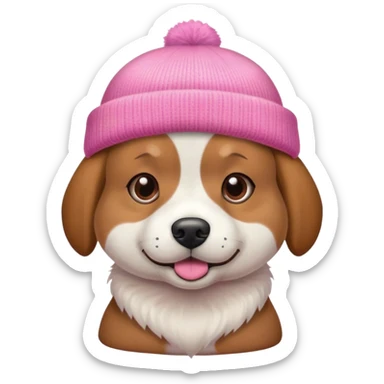 dog wearing a pink beanie sticker