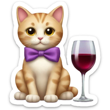 Cat with a bow and a wine glass  sticker