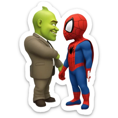 create an emoji of shrek kissing spiderman sticker