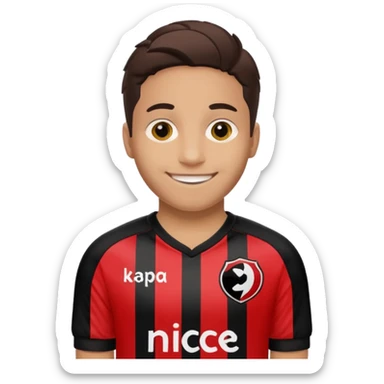 Supporter de L’ogc Nice. Maillot de foot rouge et noir (bandes) logo Kappa. Et logo de L’ogc Nice original. sticker