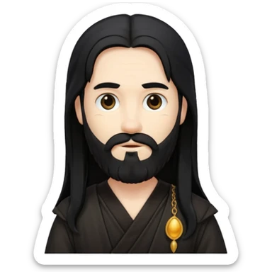 Pluto from Olympus Gods with long black hair and beard, black tunic sticker